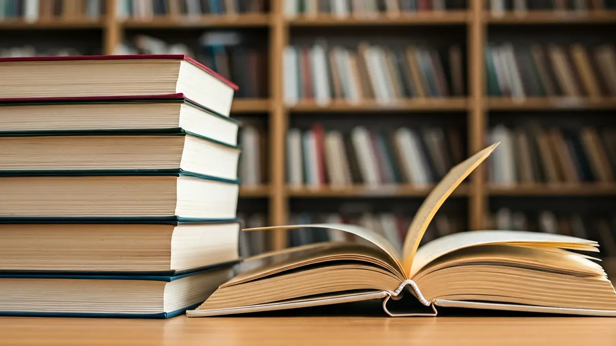 Imagen genérica de libros de poesía sobre una mesa de madera.