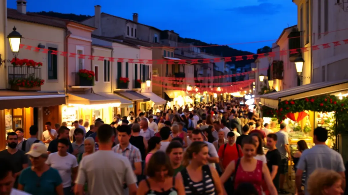 Generic image of a local fair with a festive atmosphere and lights.