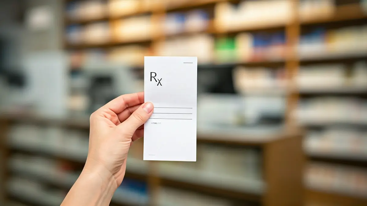Imagen genérica de una mano sosteniendo una receta médica en una farmacia.