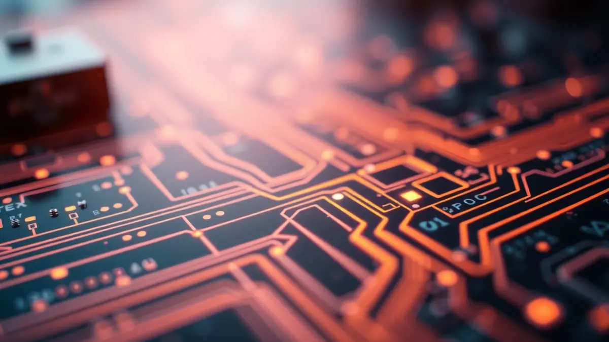 Imagen genérica de una placa de circuito con líneas brillantes, simbolizando algoritmos avanzados.