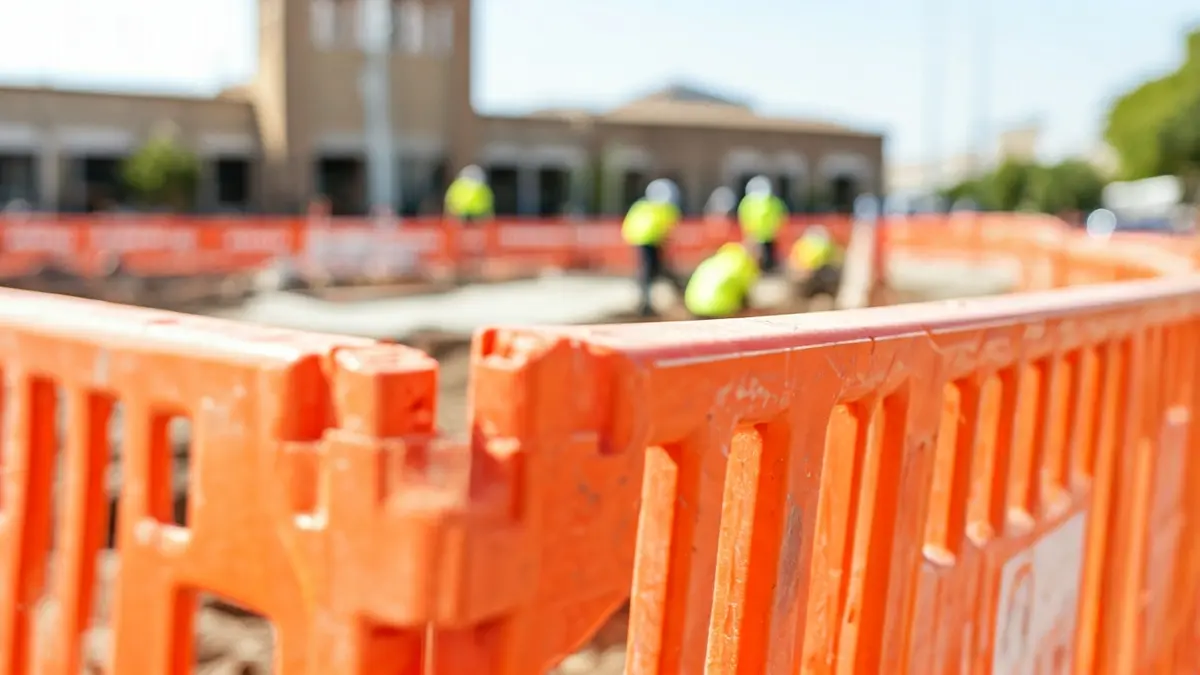 Imagen genérica de obras de construcción con barreras de seguridad.