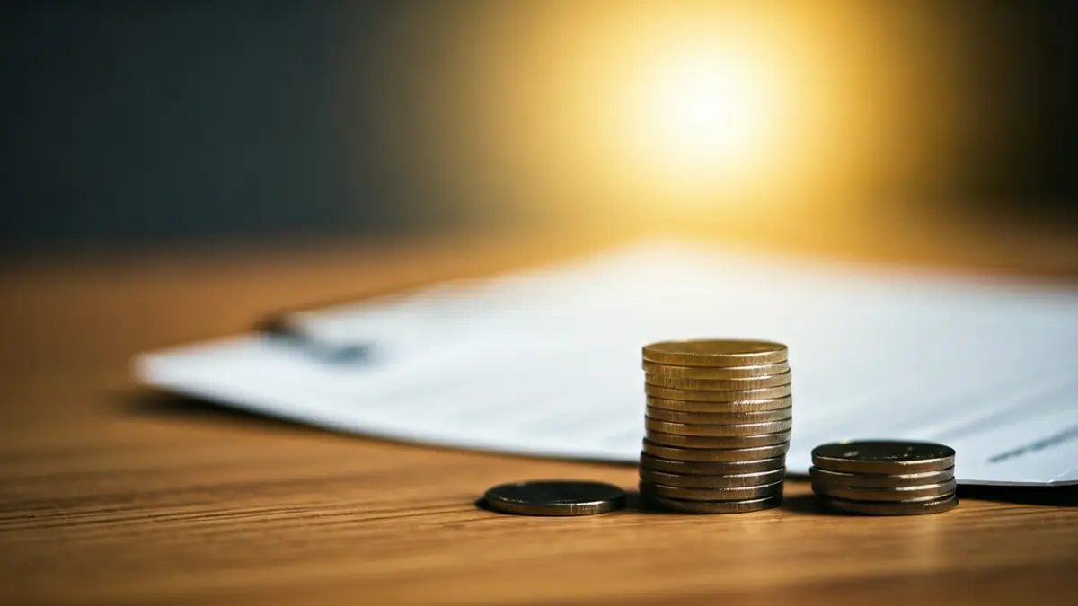 Imagen genérica de monedas y documentos, simbolizando fraude laboral.