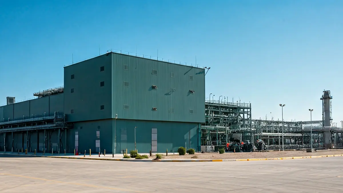 Image of a modern industrial facility, symbolizing technological development and reindustrialization.