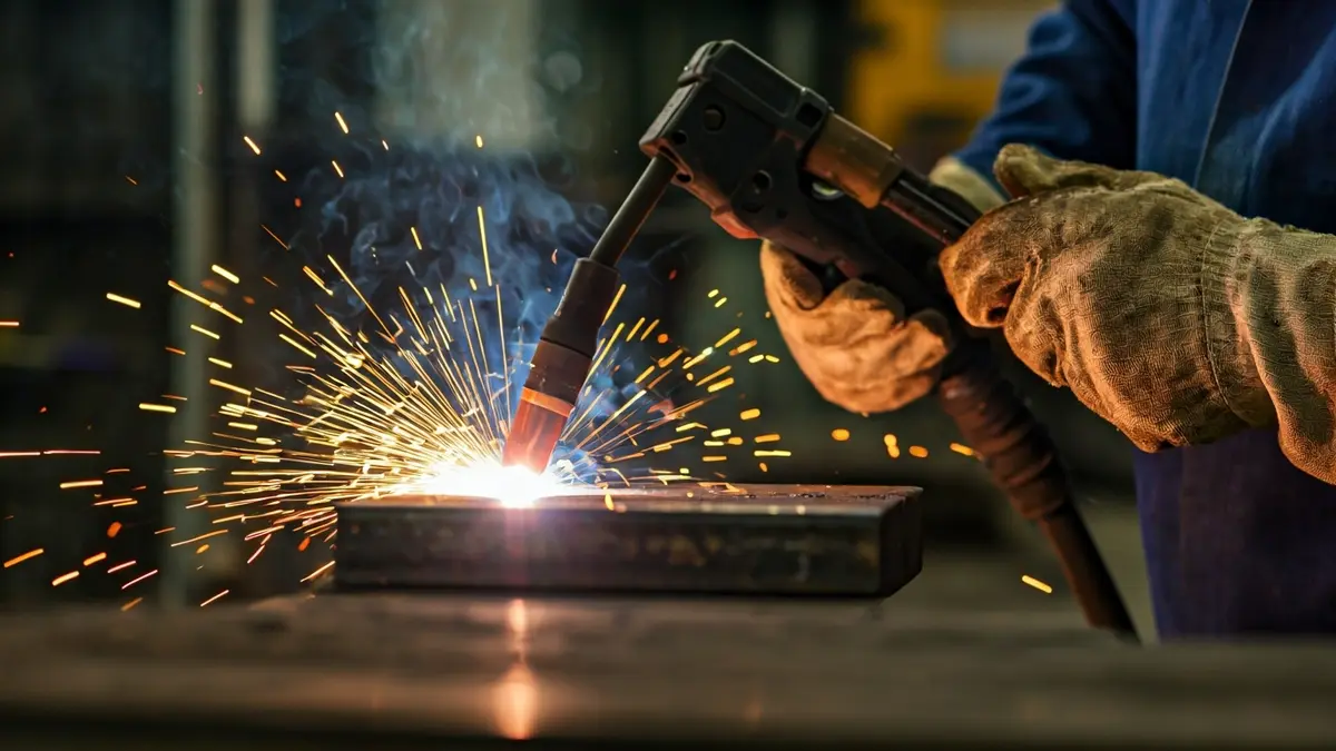 Generic image of a welder working with a torch, generating sparks.