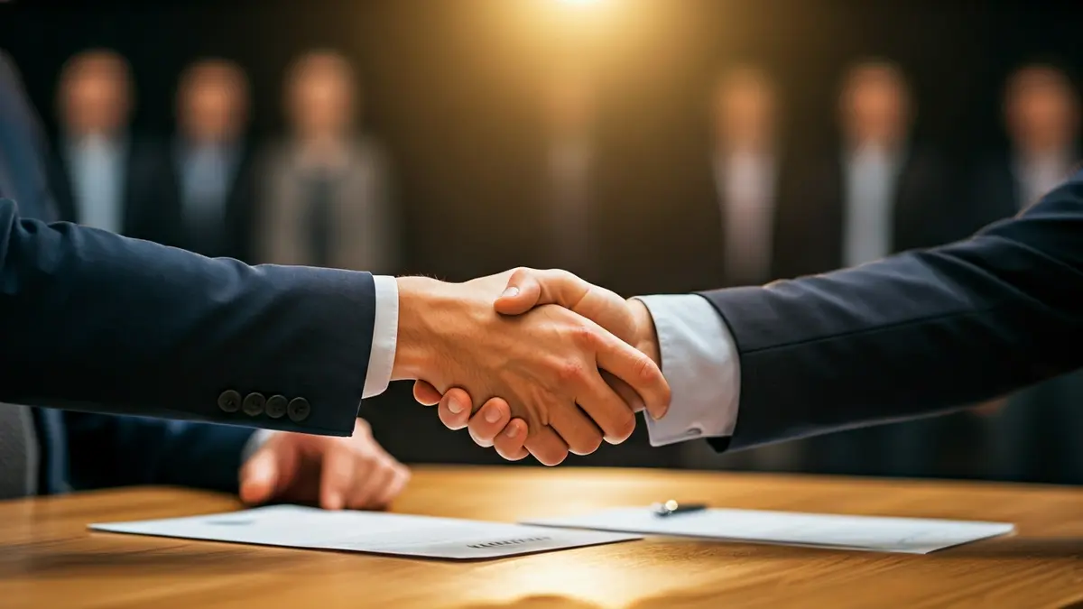 Imagen genérica de un apretón de manos sobre un escritorio, simbolizando un acuerdo o convenio.