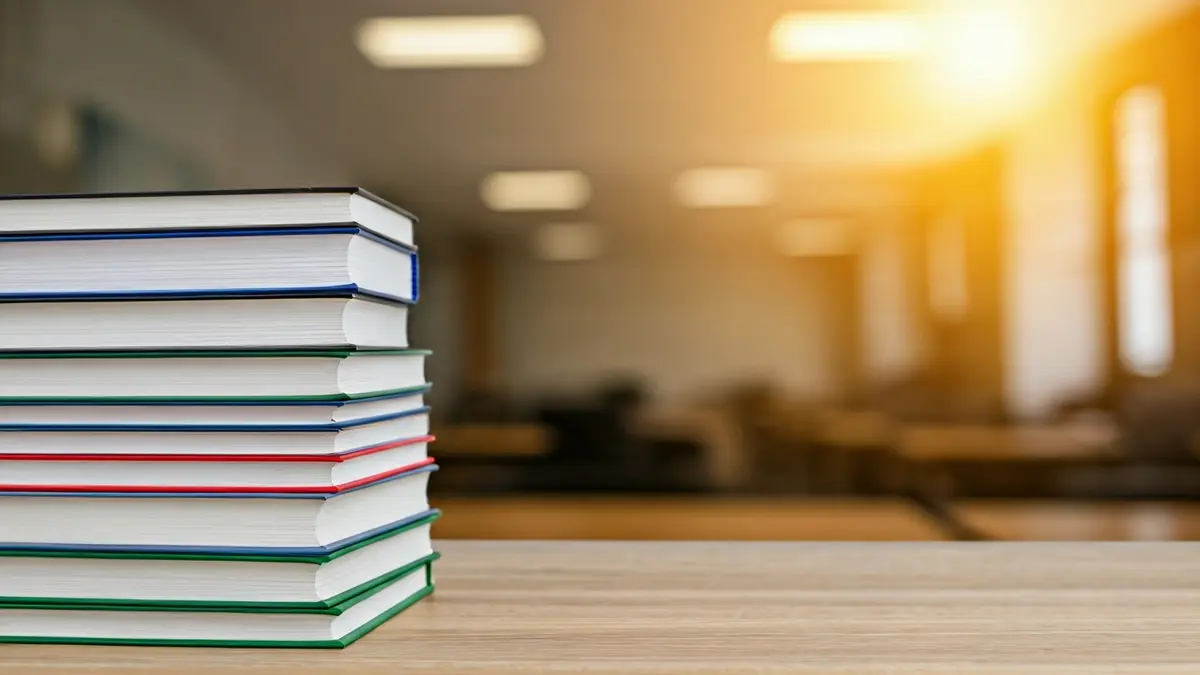 Imagen genérica de libros y material de estudio sobre un escritorio.