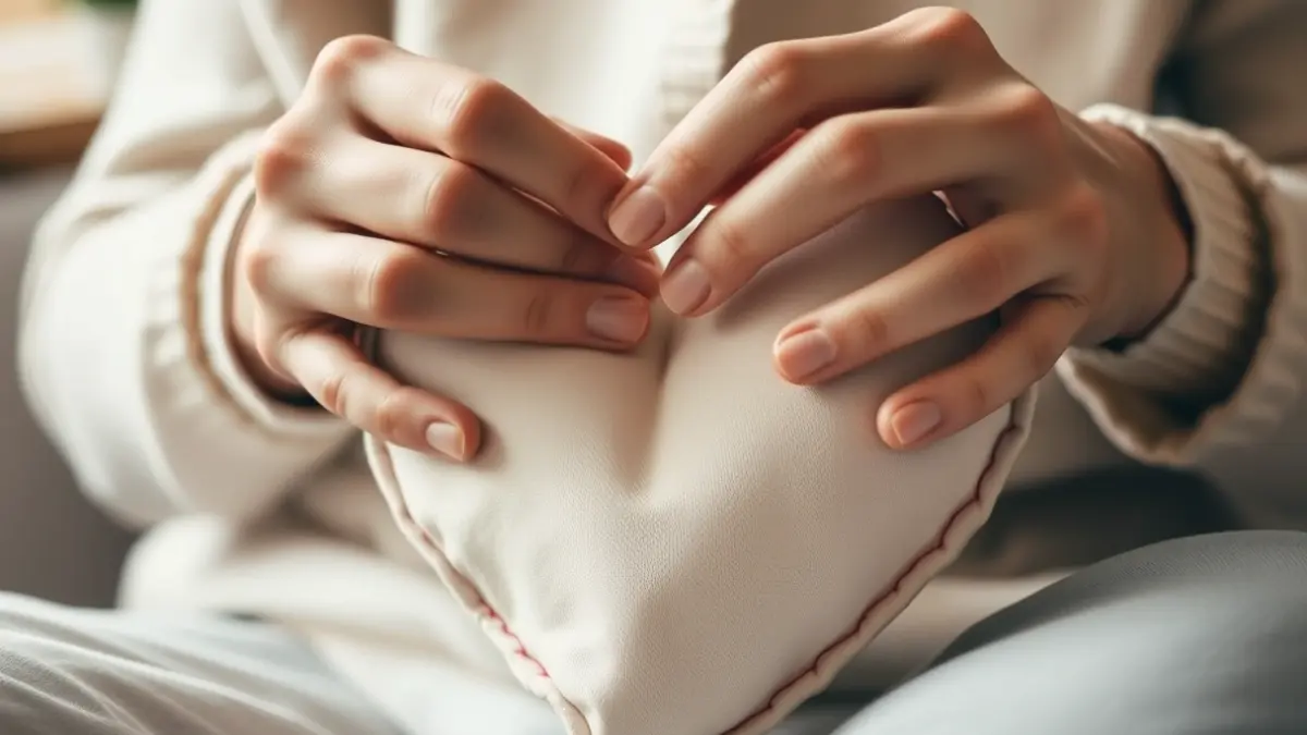 Generic image of hands sewing a heart-shaped cushion, symbolizing support and solidarity.