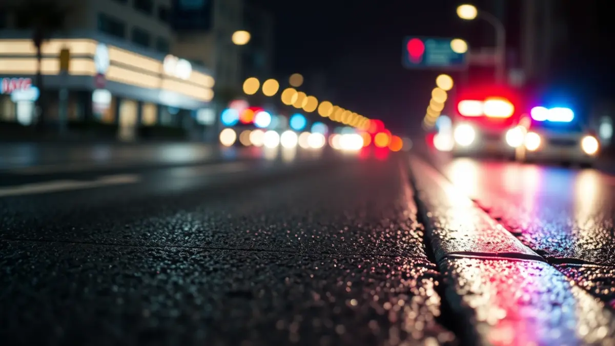 Generic image of emergency lights on asphalt.