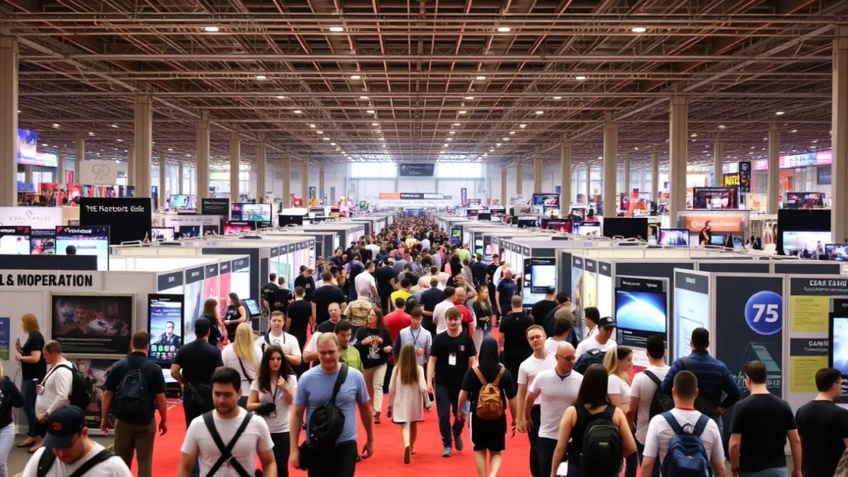 Generic image of a pop culture event with attendees and exhibitors.