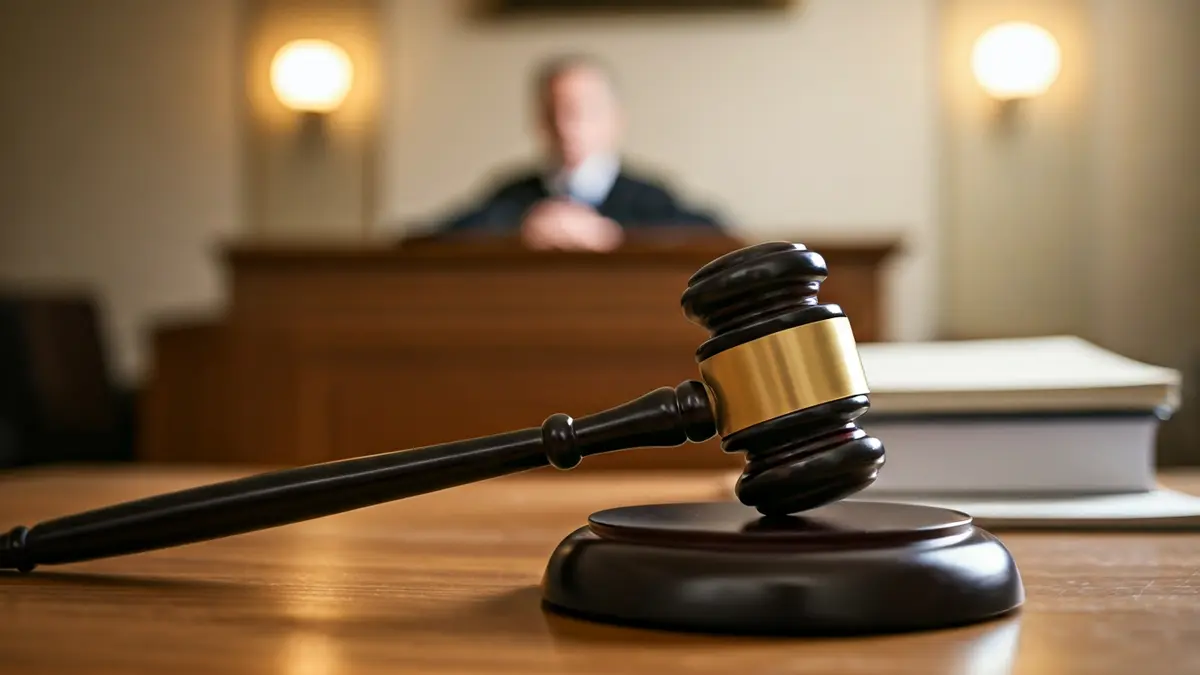 Imagen genérica de un mazo de juez sobre una mesa de madera en un juzgado.