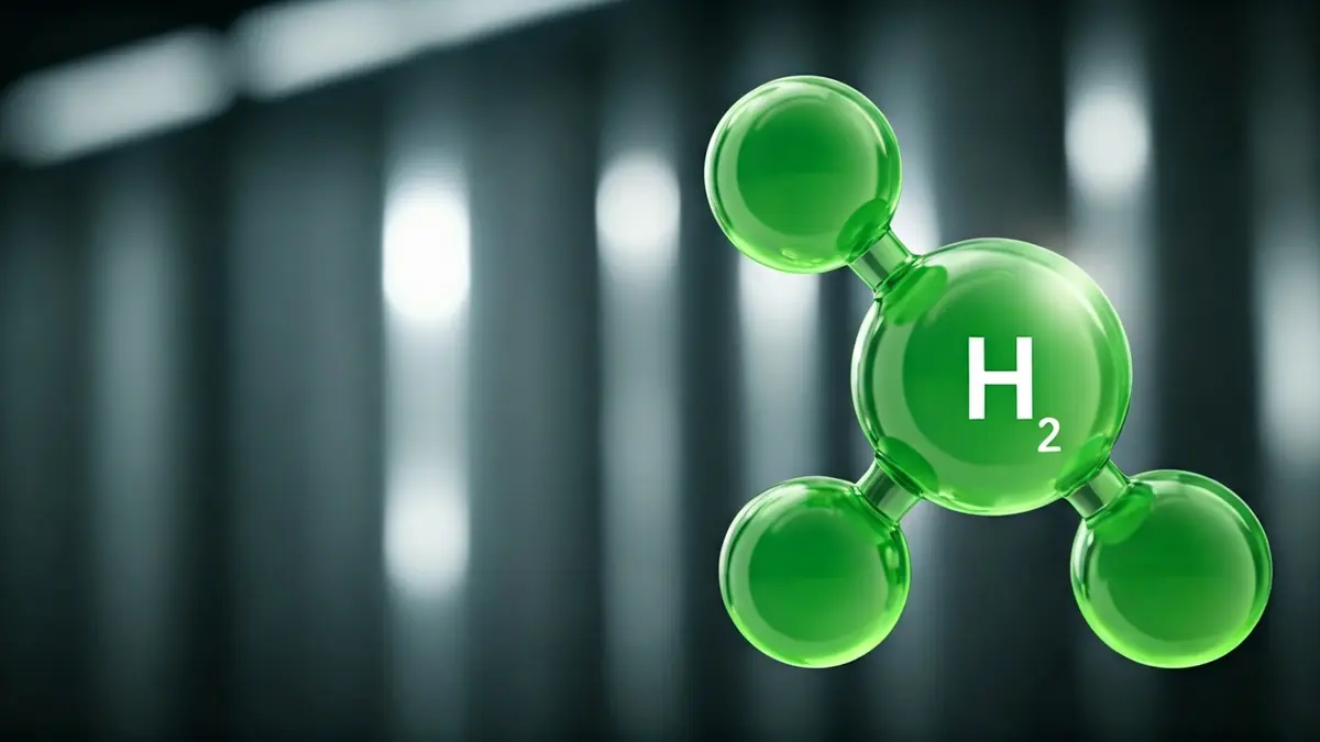 Generic image of a green hydrogen molecule, symbolizing clean energy.