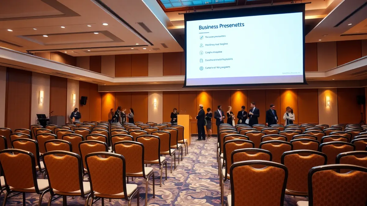 Imagen genérica de un foro de empleo con asistentes y stands.