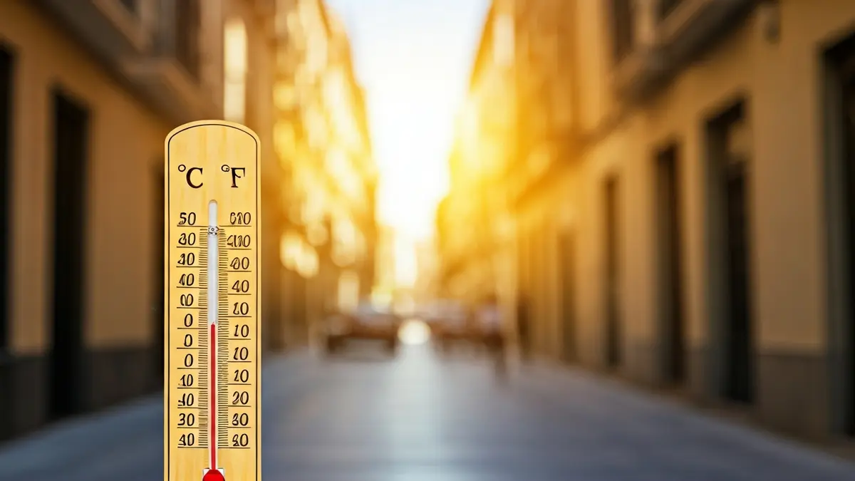 Imagen genérica de un termómetro indicando altas temperaturas en un día soleado.