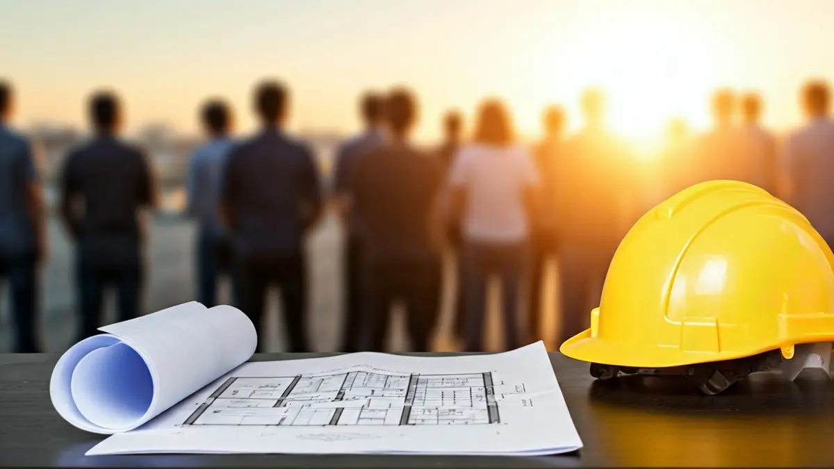 Imagen genérica de planos arquitectónicos y un casco de construcción, simbolizando el desarrollo urbano.