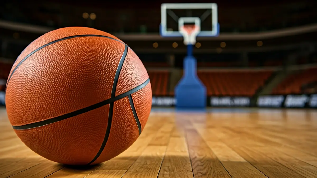 Generic image of a basketball on a court.