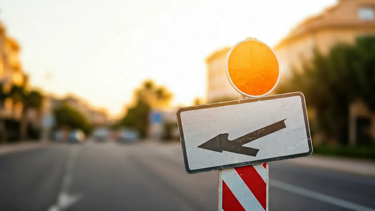 Generic image of a detour sign on a road.