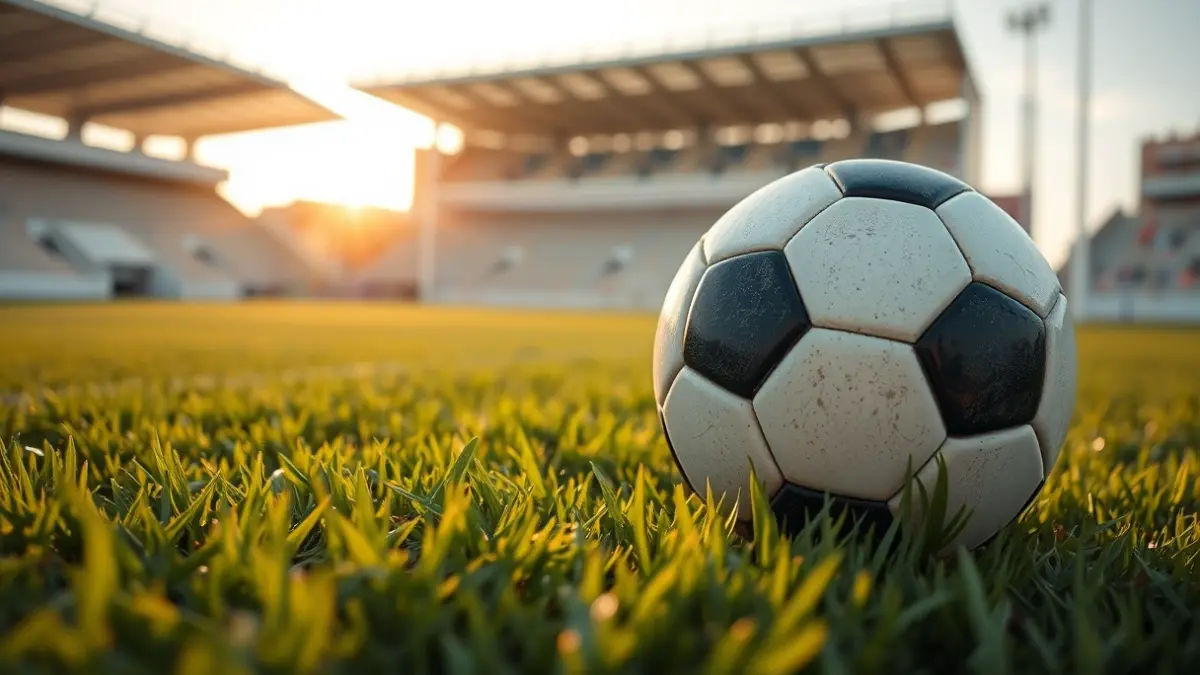 Generic image of a soccer ball on a stadium pitch.