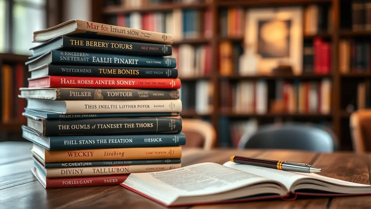 Imagen genérica de libros y material de escritura en un ambiente acogedor.