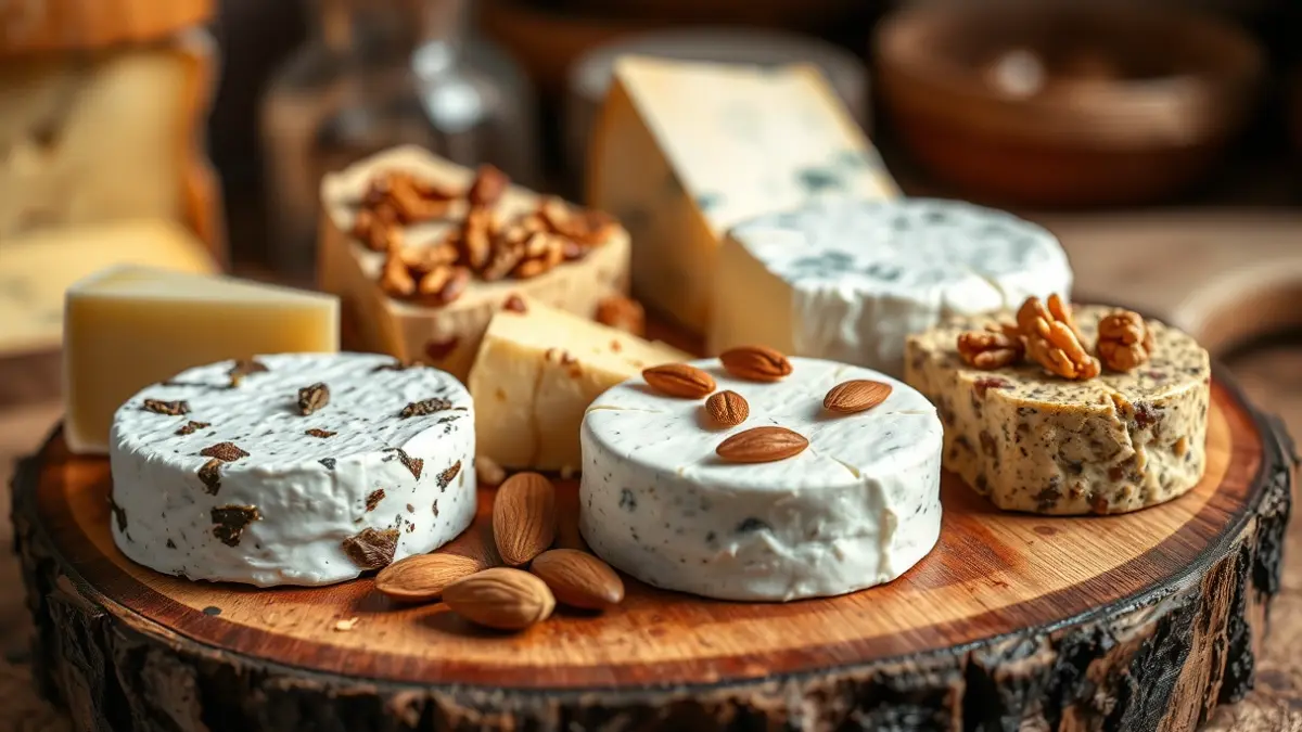 Generic image of artisanal goat cheeses with various coatings.
