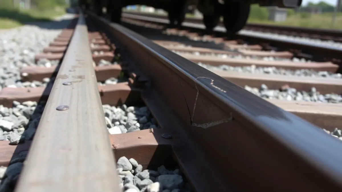 Generic image of a train track with a rail defect.
