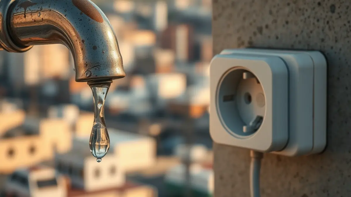 Image symbolizing the scarcity of water and energy resources in an industrial setting.