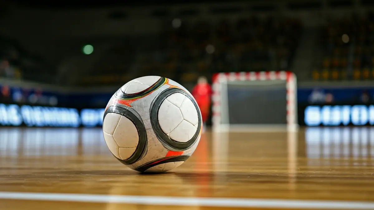 Generic image of a futsal ball on a court.