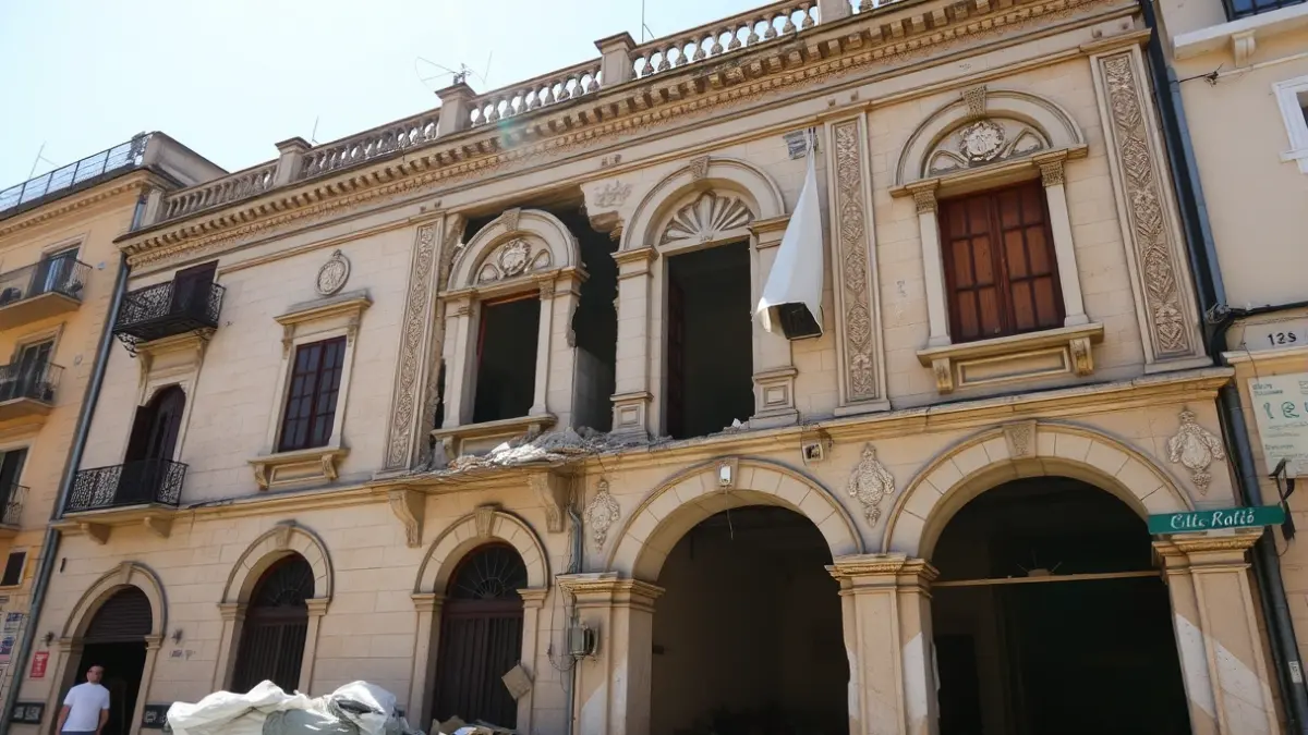 Imagen de un edificio histórico en proceso de demolición en el Puerto de la Torre, Málaga.