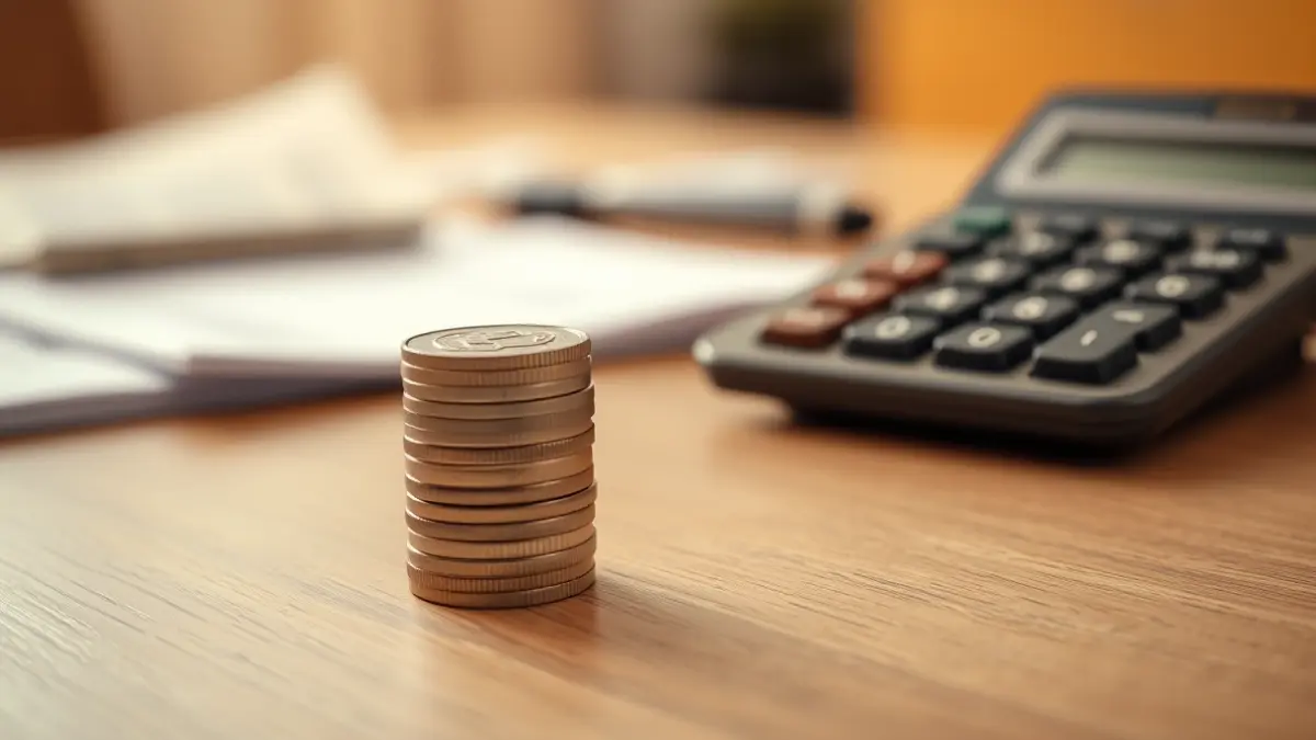 Imagen genérica de monedas y una calculadora, simbolizando la presión fiscal y la deuda.