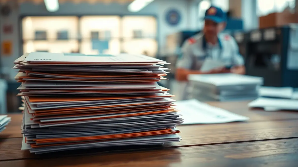Imagen genérica de correspondencia y paquetes en una oficina de correos.