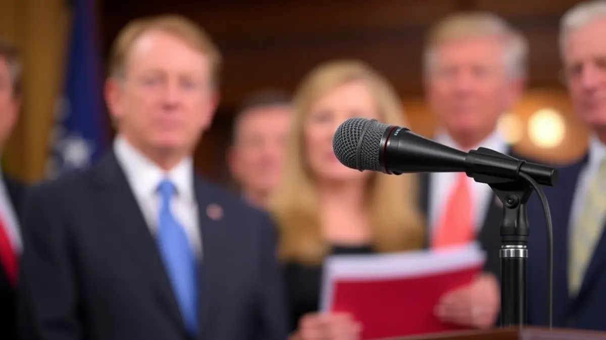 Imagen genérica de un micrófono en un atril, simbolizando un debate político o una declaración pública.