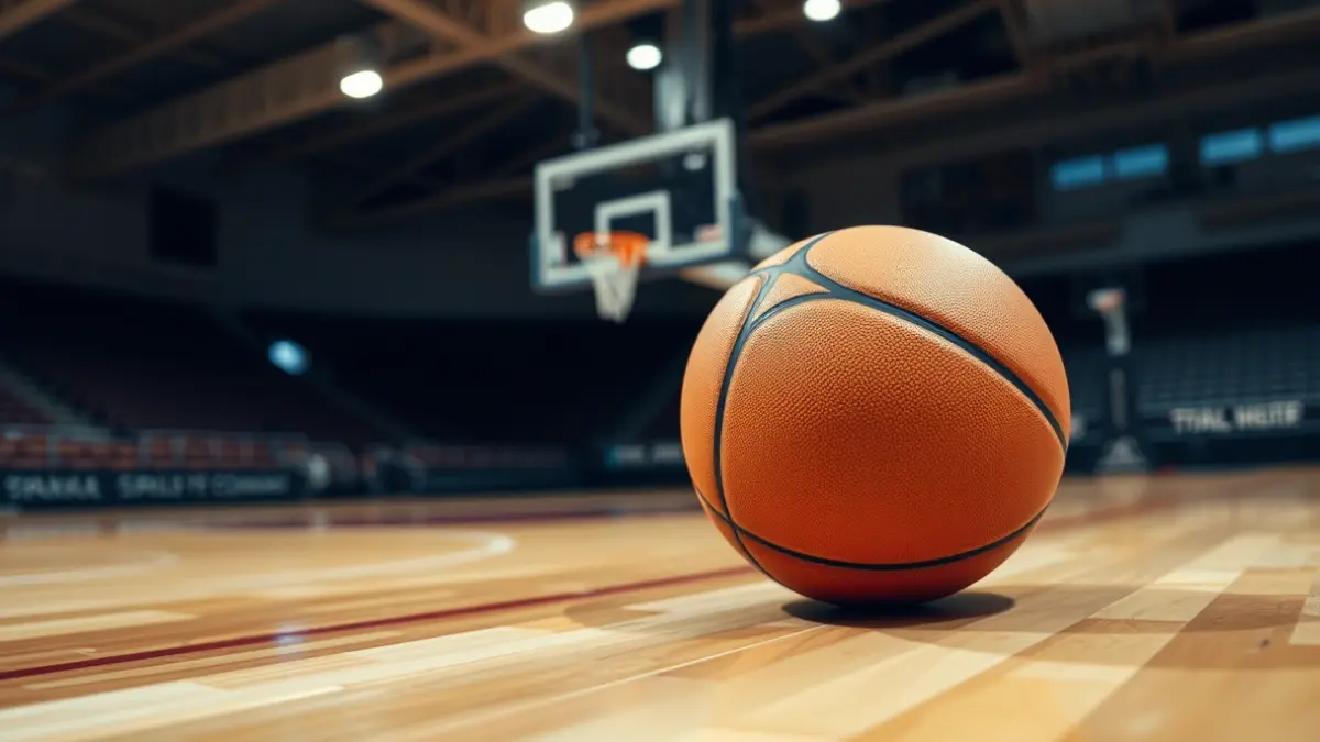 Imagen genérica de un balón de baloncesto en una cancha.