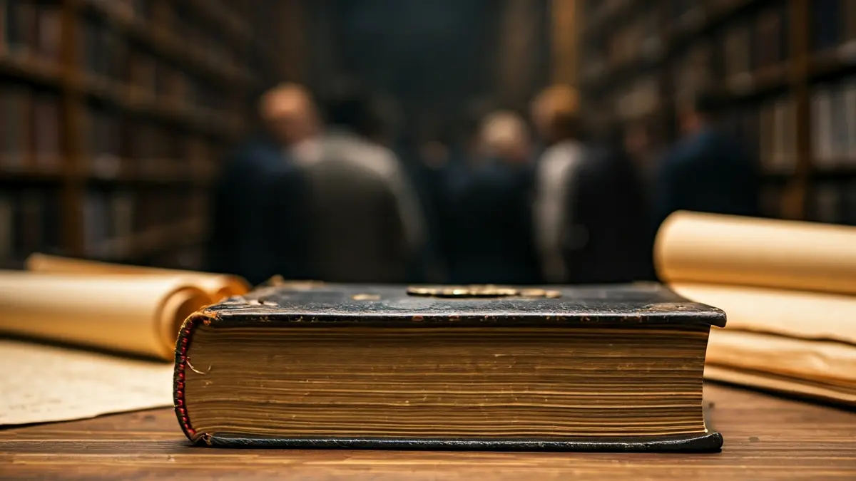 Generic image of an old book in a historical archive.