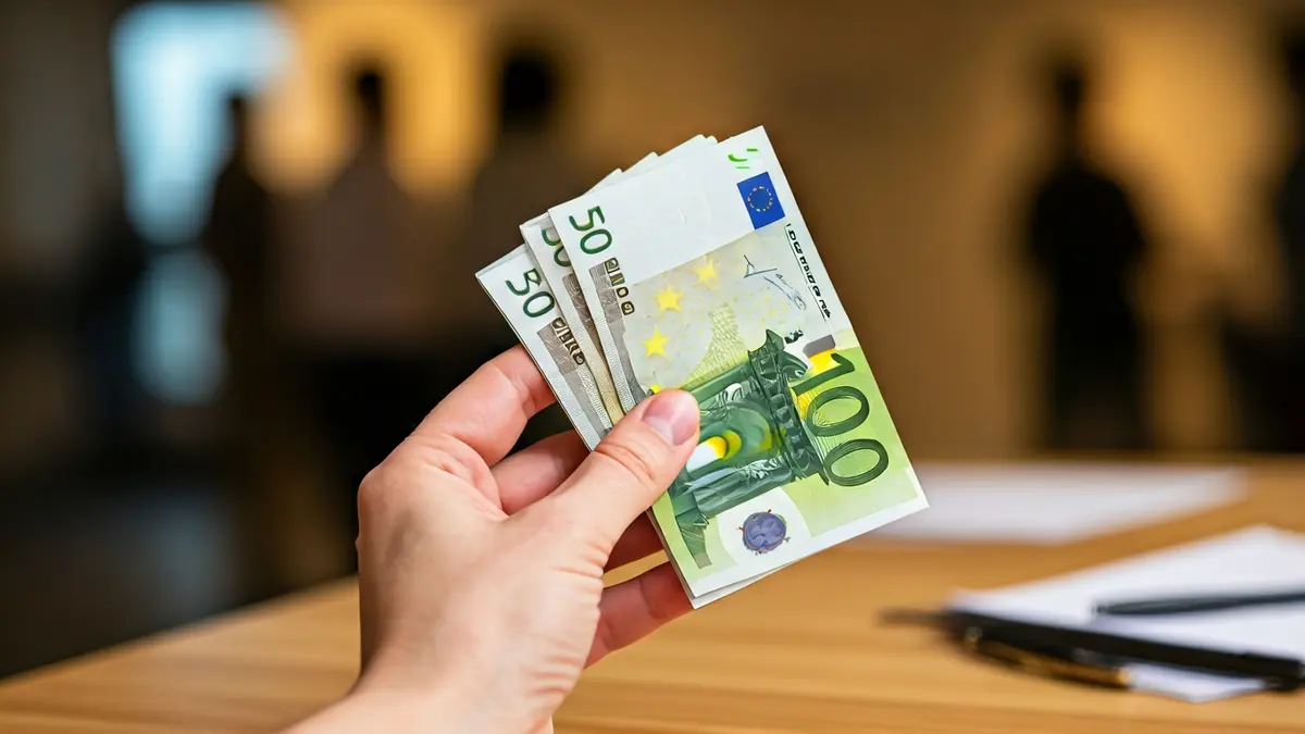 Imagen genérica de dinero en efectivo y documentos, simbolizando transacciones financieras y trámites.