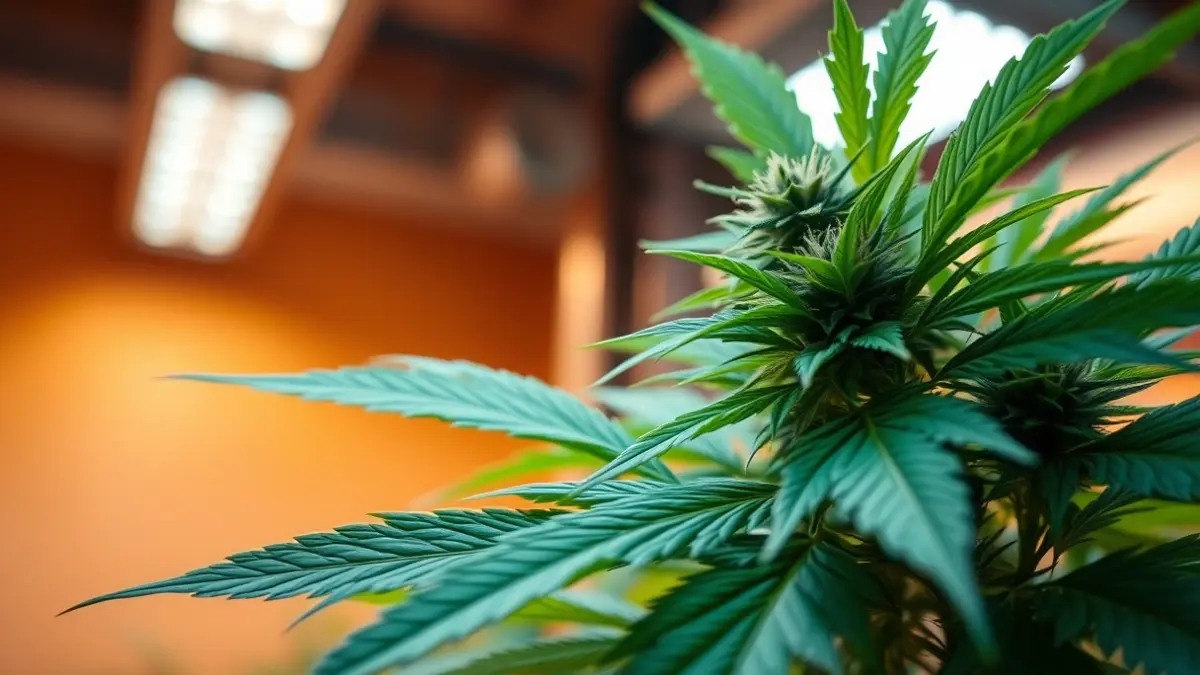 Generic image of a marijuana plant in an indoor cultivation.
