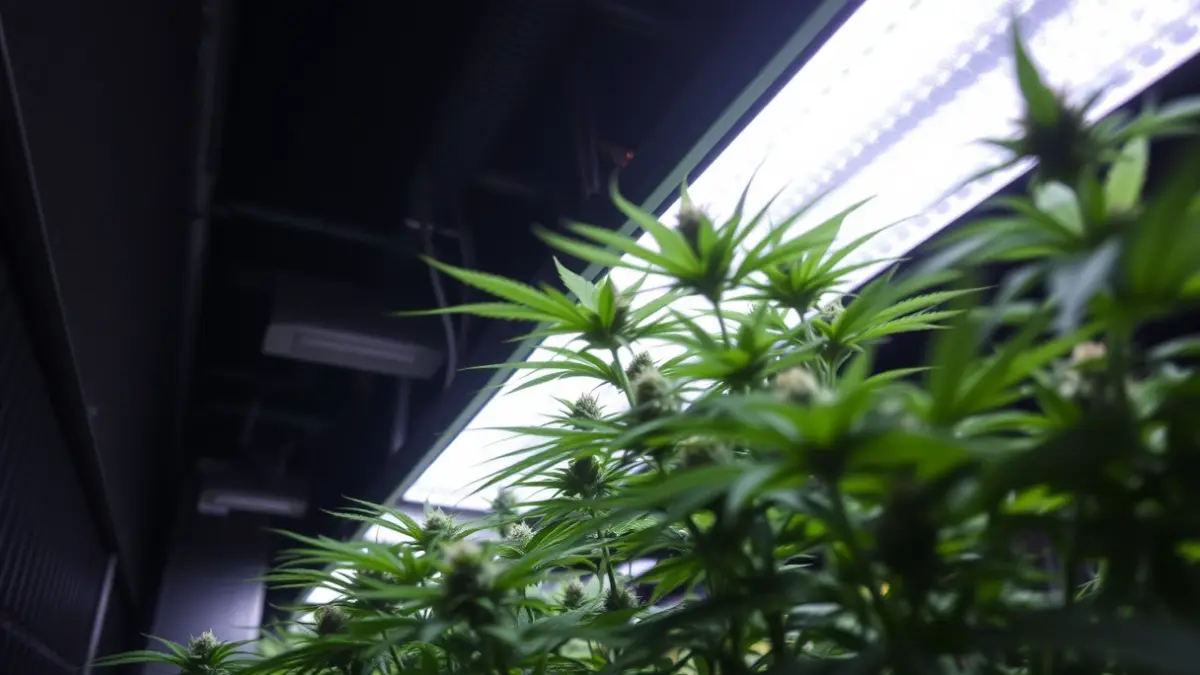 Image of marijuana plants in an illegal indoor grow operation.