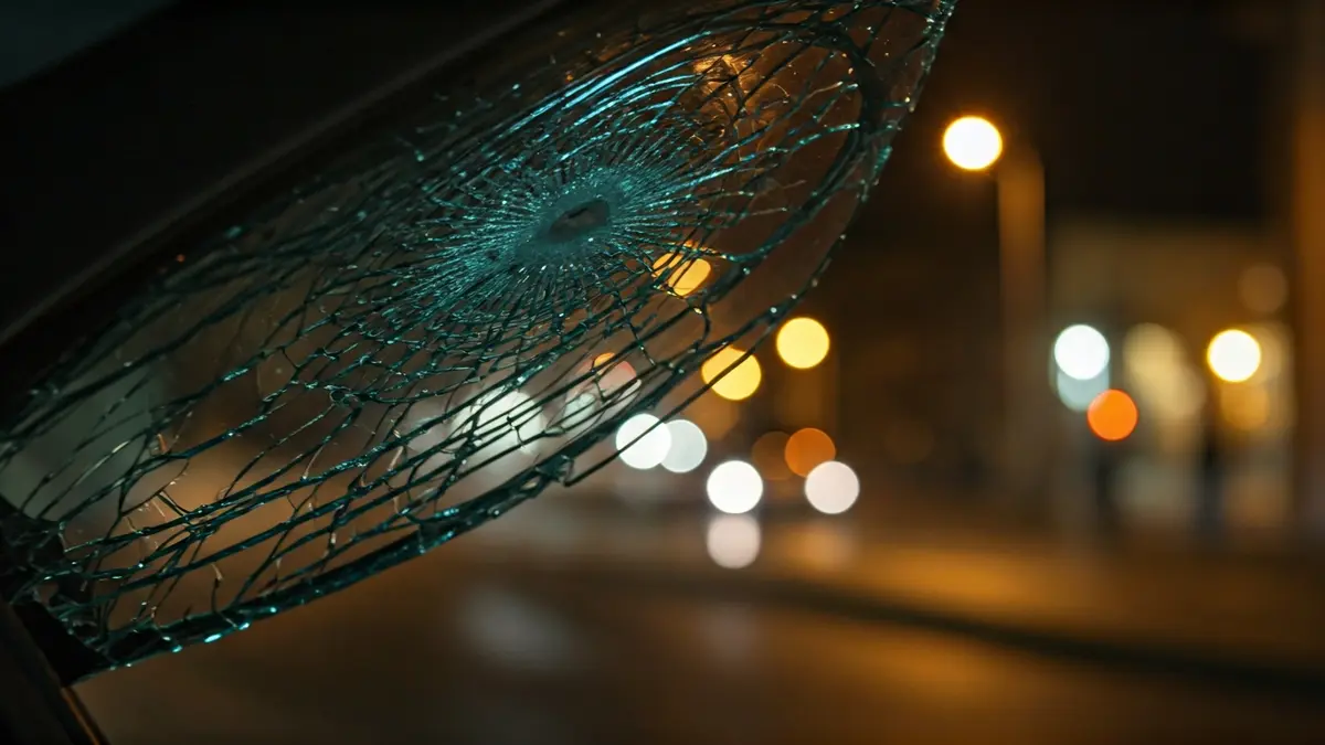 Imagen genérica de una ventanilla de coche rota, reflejando un robo.
