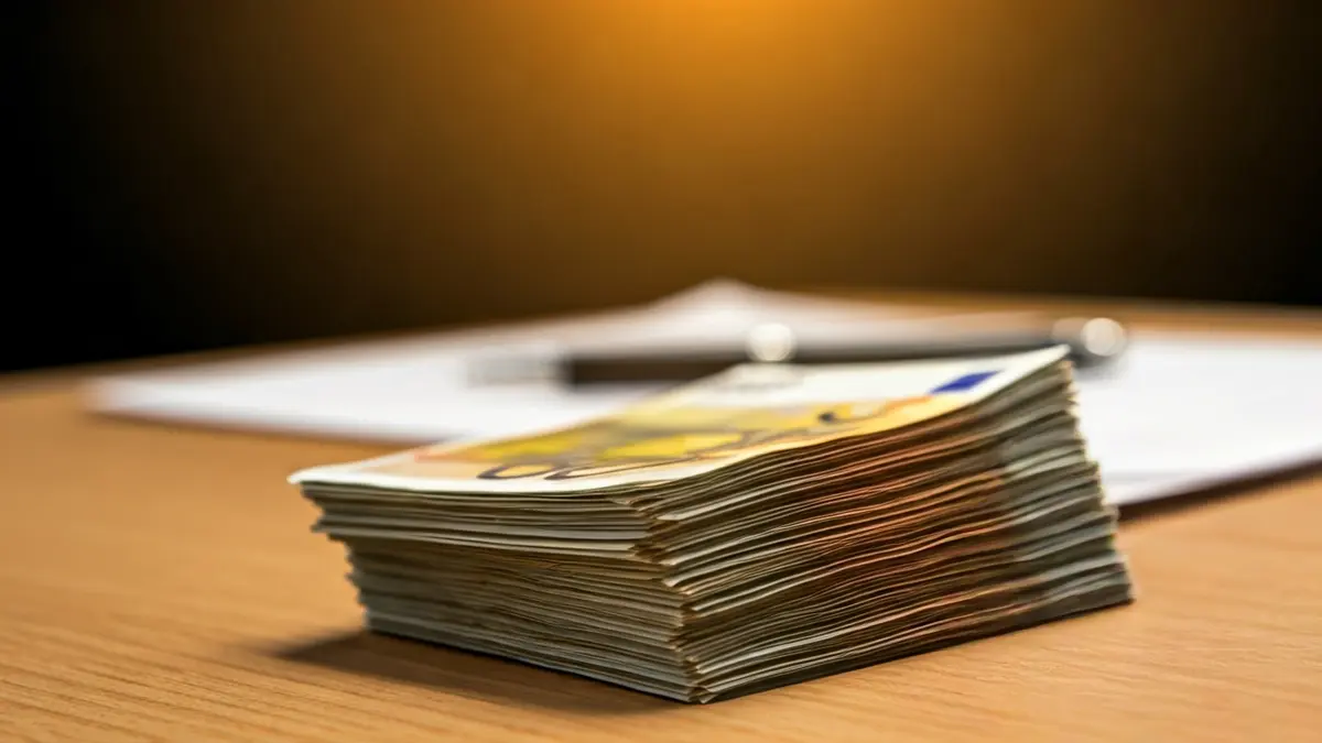 Generic image of euro banknotes on a table, symbolizing illegal financial transactions.