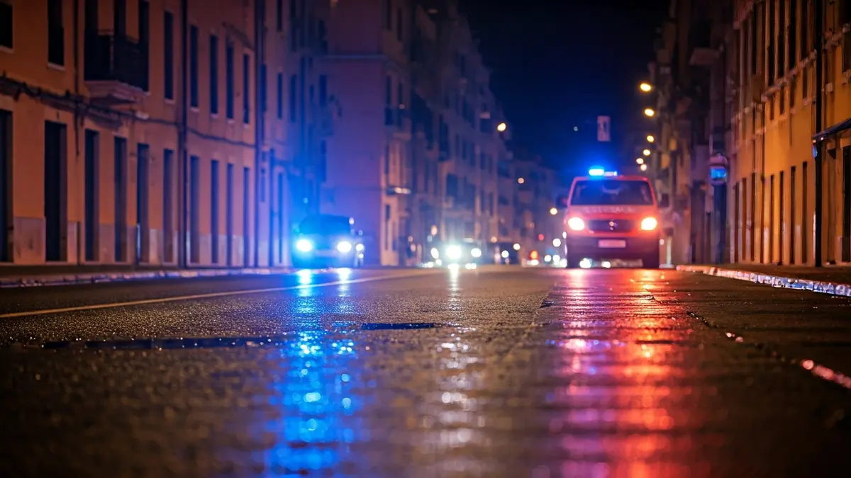 Imagen genérica de luces de emergencia policiales en la noche.