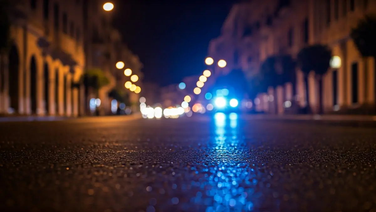 Imagen genérica de luces de emergencia policiales en la noche.