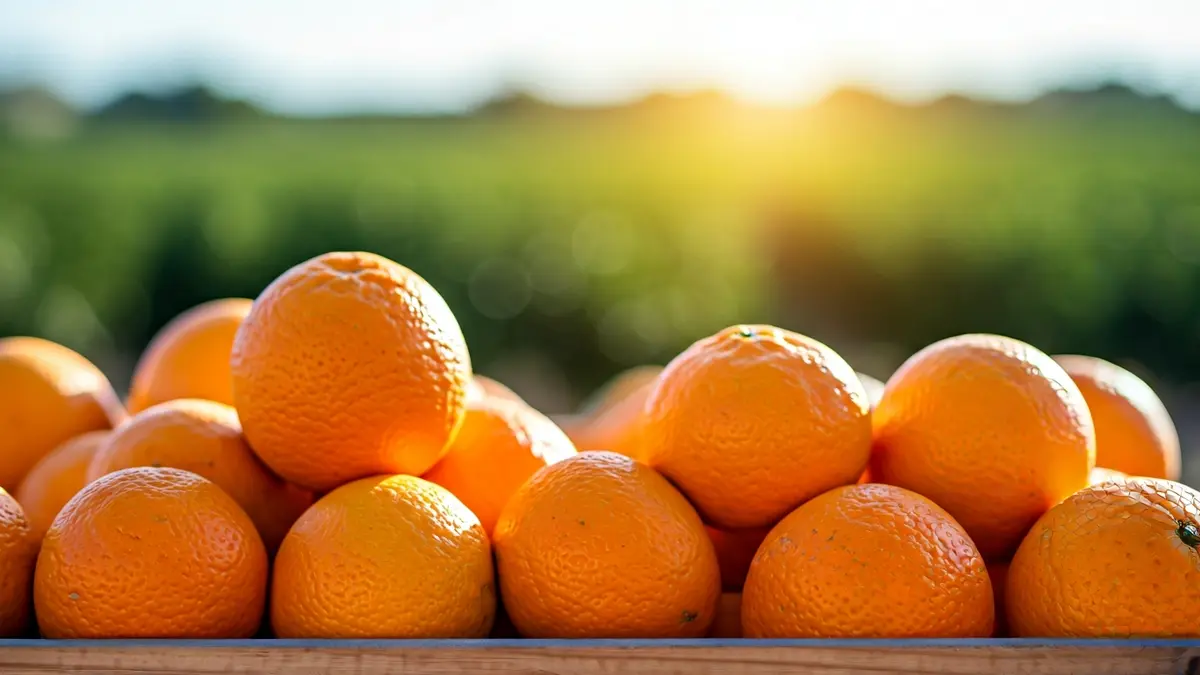 Generic image of freshly harvested oranges in a field.