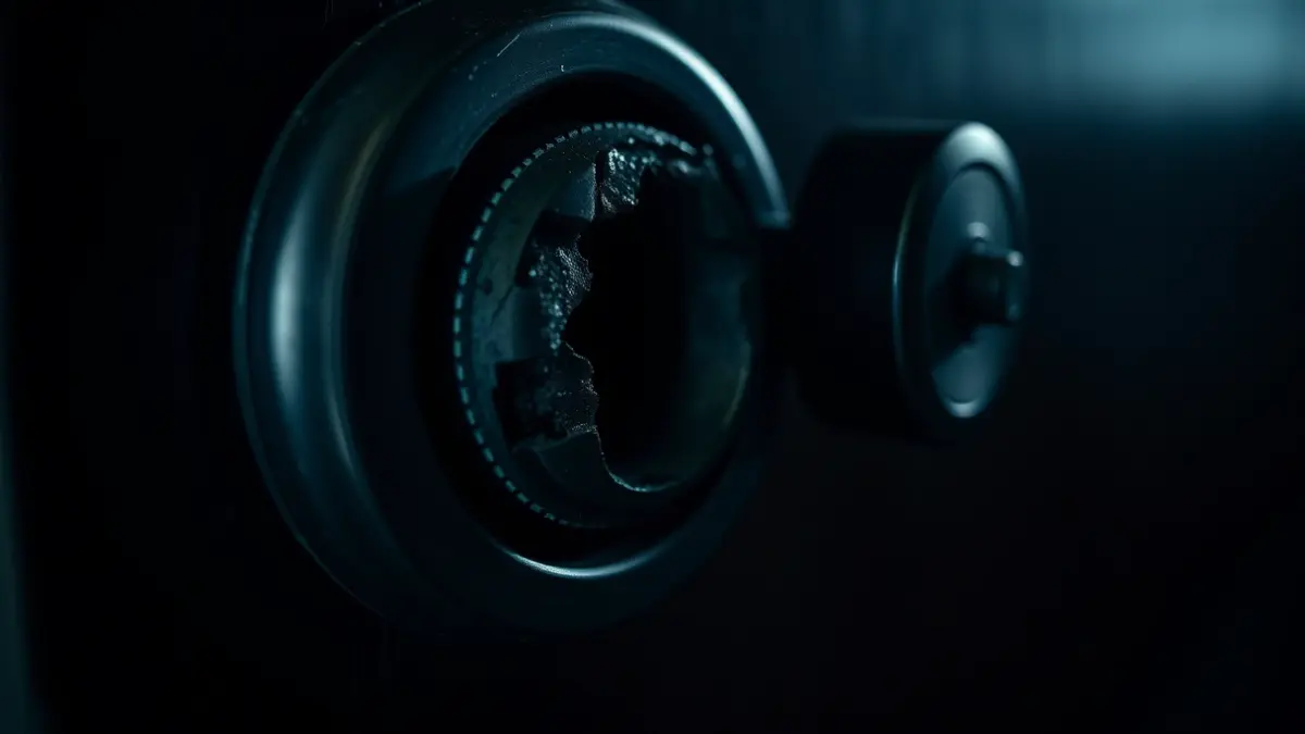 Generic image of a forced door lock cylinder, indicating a robbery.