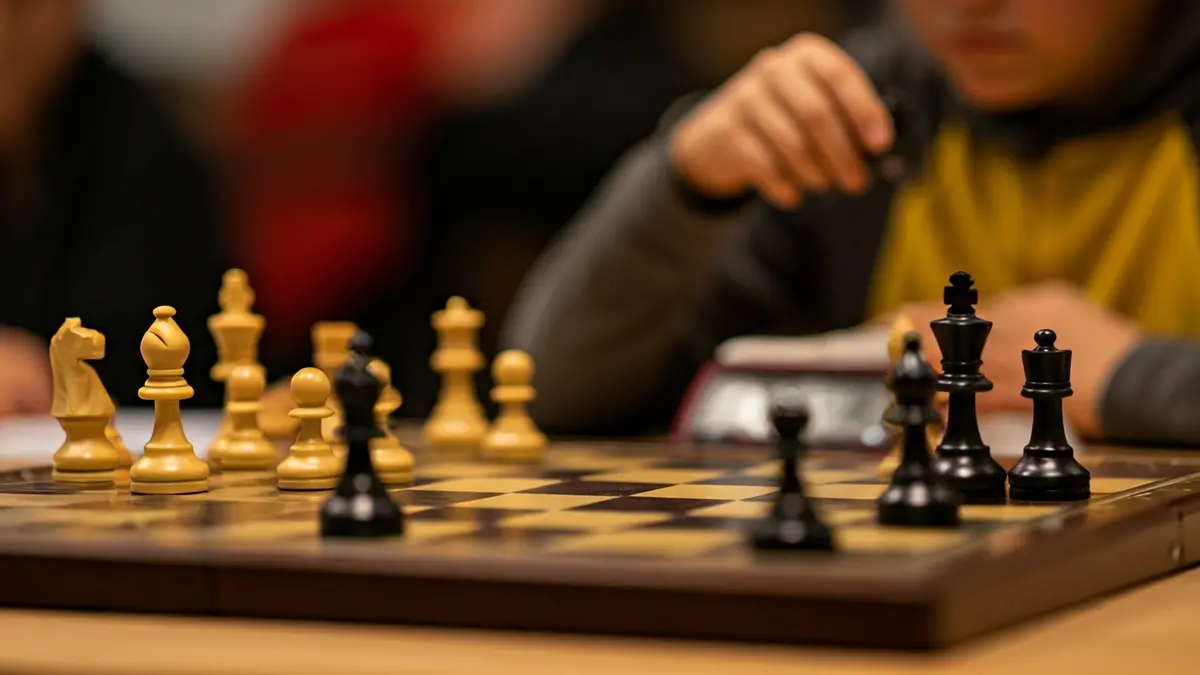 Imagen genérica de un tablero de ajedrez con piezas en juego, simbolizando la competición escolar.