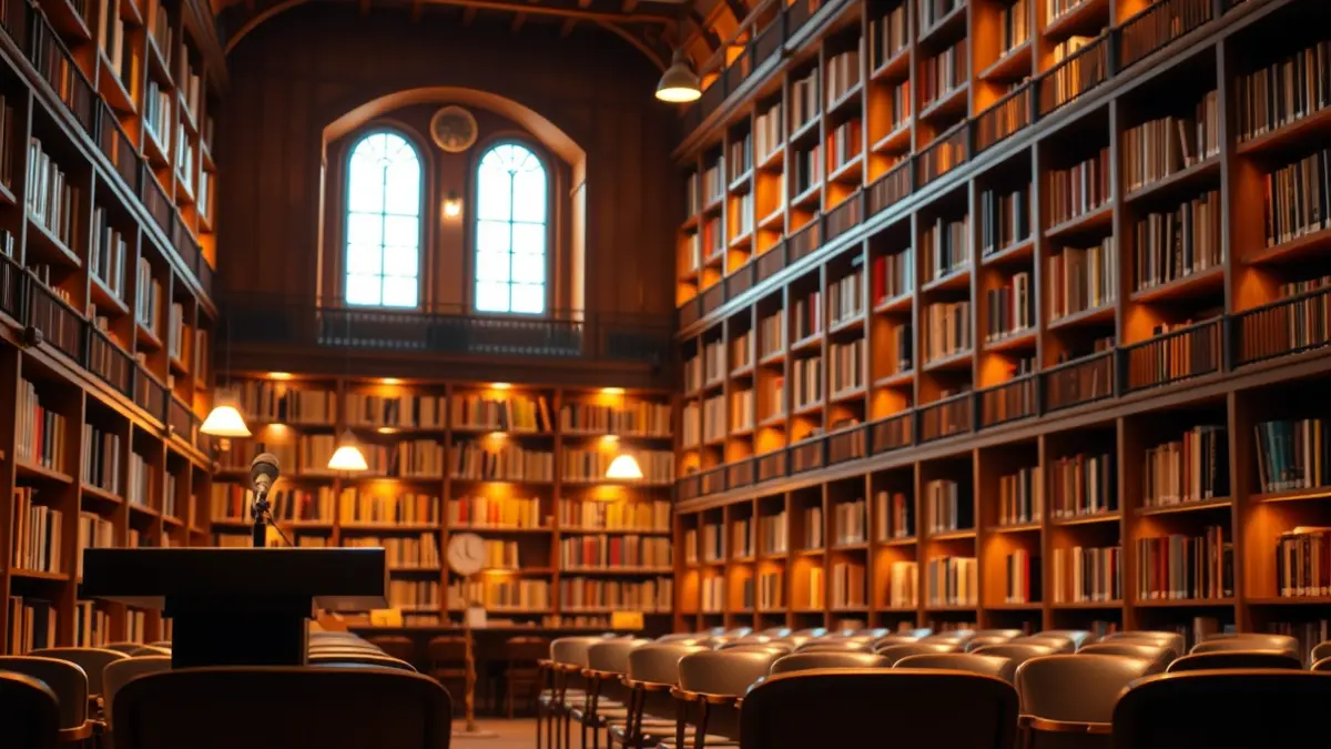 Generic image of a documentary screening or presentation room, with a warm and inviting atmosphere.