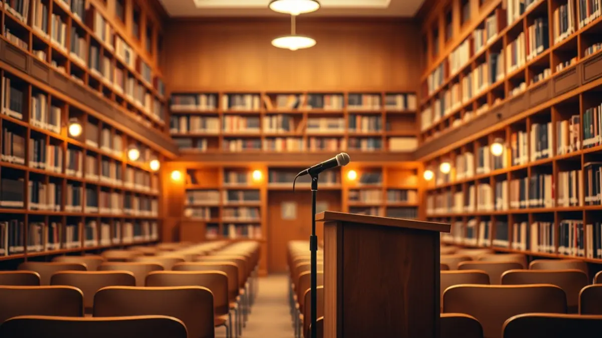 Imagen genérica de una sala de proyección o presentación de un documental.