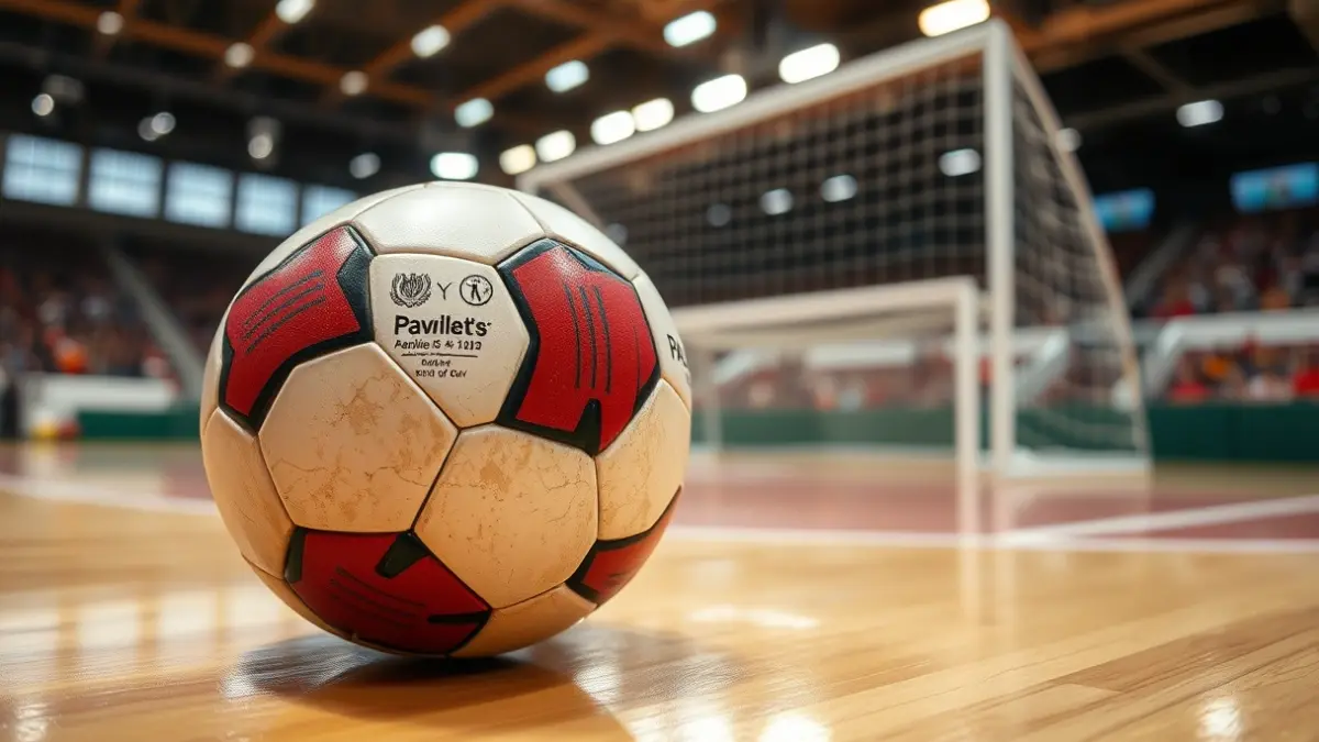 Imagen genérica de un balón de fútbol sala en una cancha.
