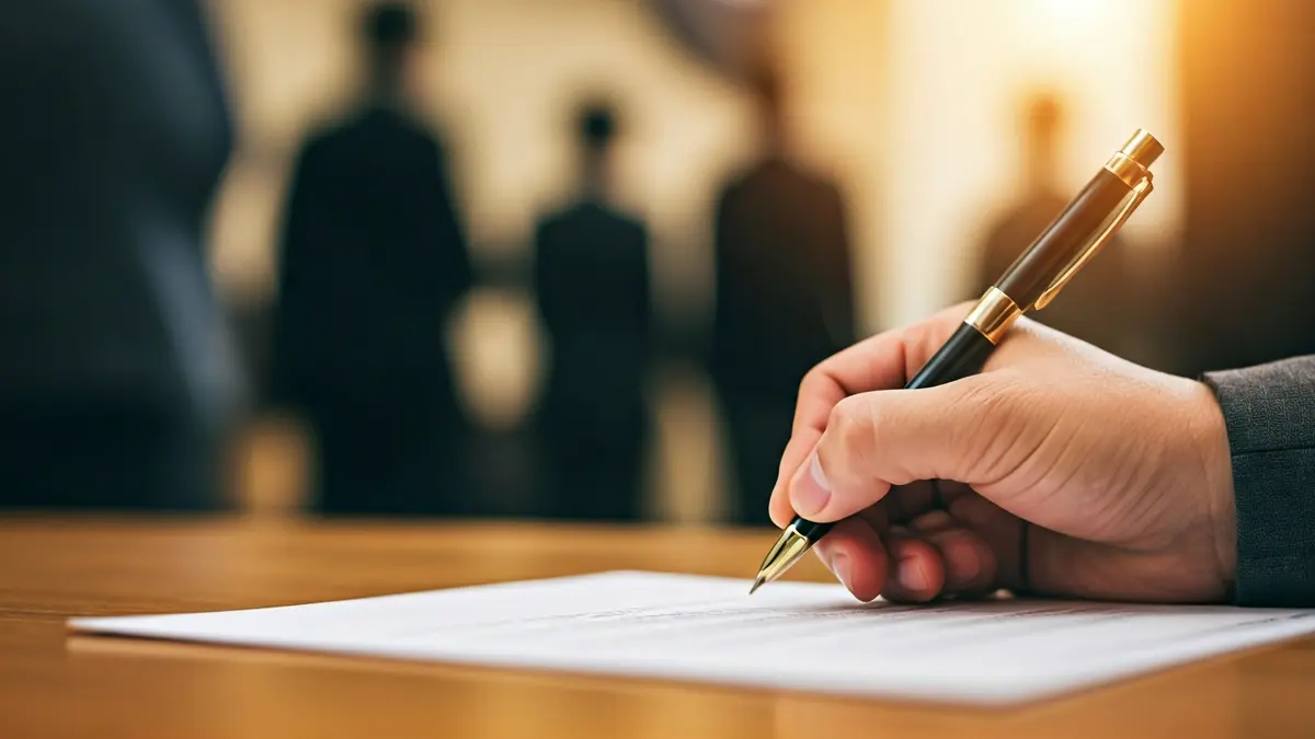 Imagen genérica de una mano firmando un documento, simbolizando la burocracia y la toma de decisiones.