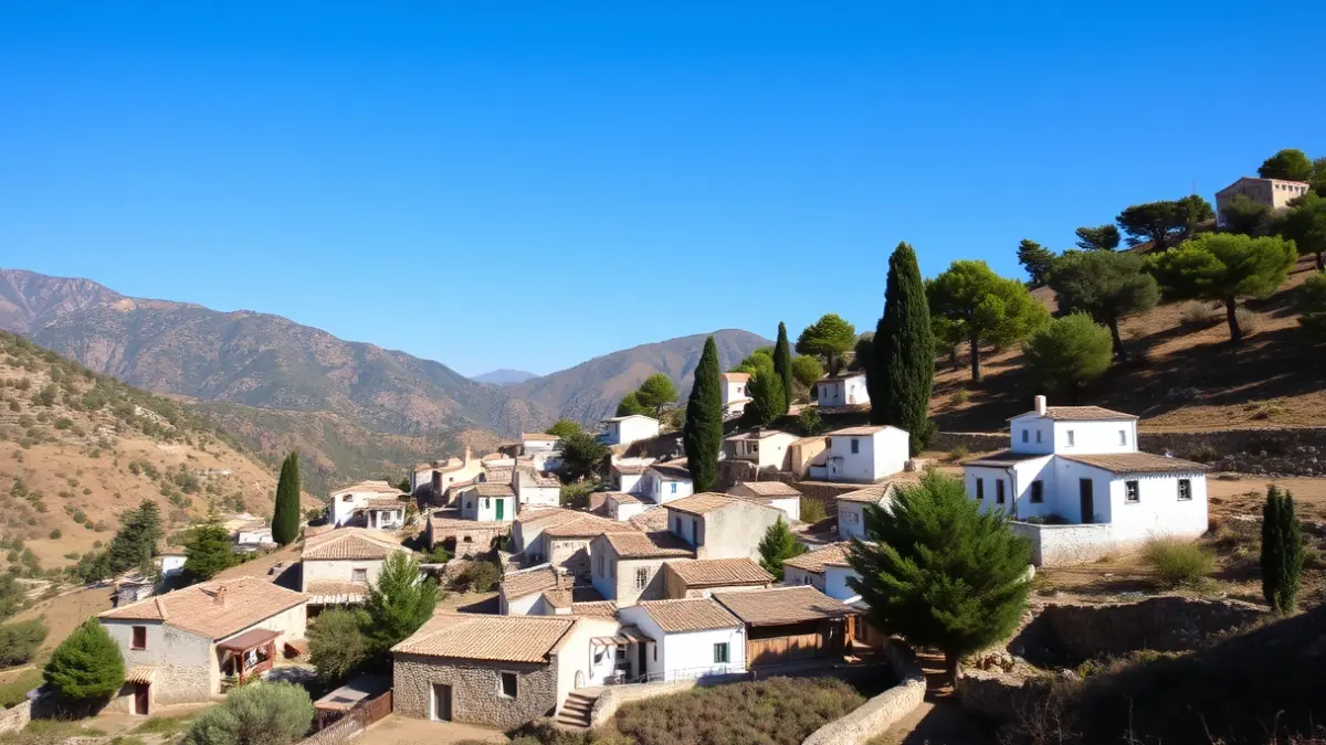 Vista de las casas encaladas de El Acebuchal, un pueblo recuperado en la provincia de Málaga.