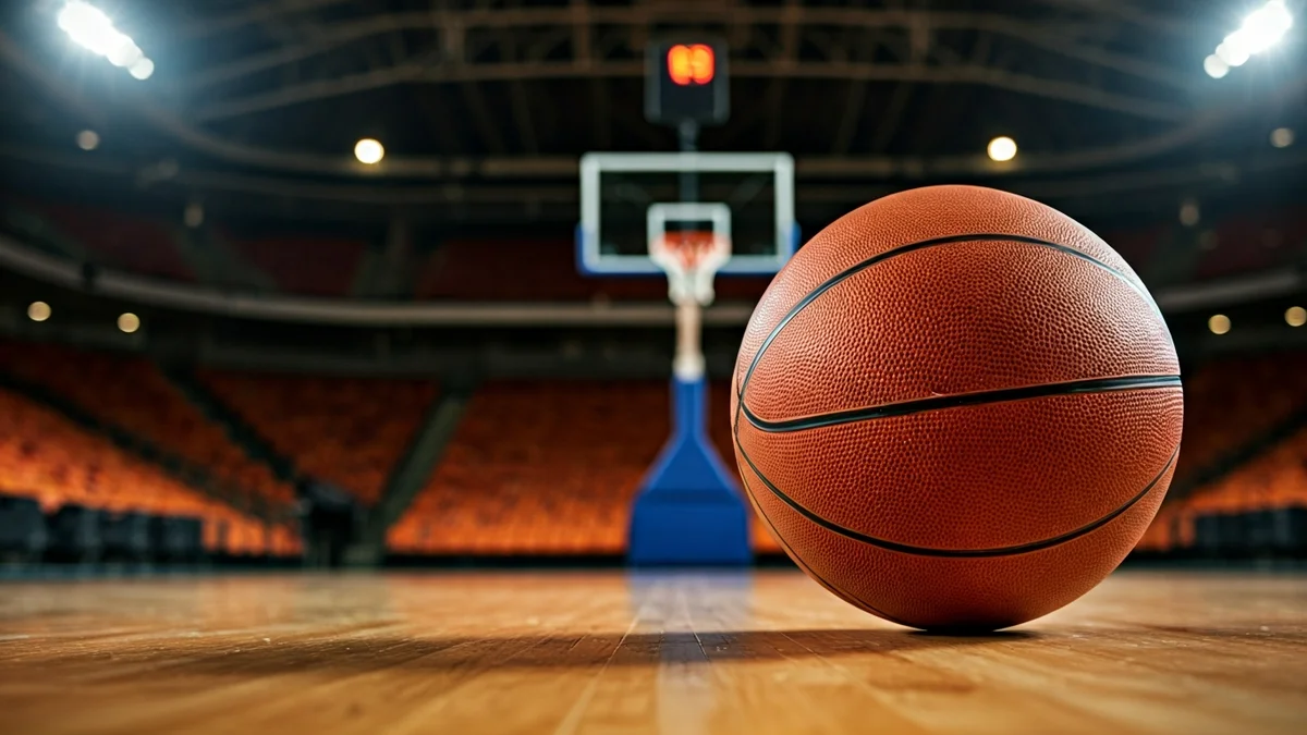 Imagen genérica de un balón de baloncesto en una cancha.