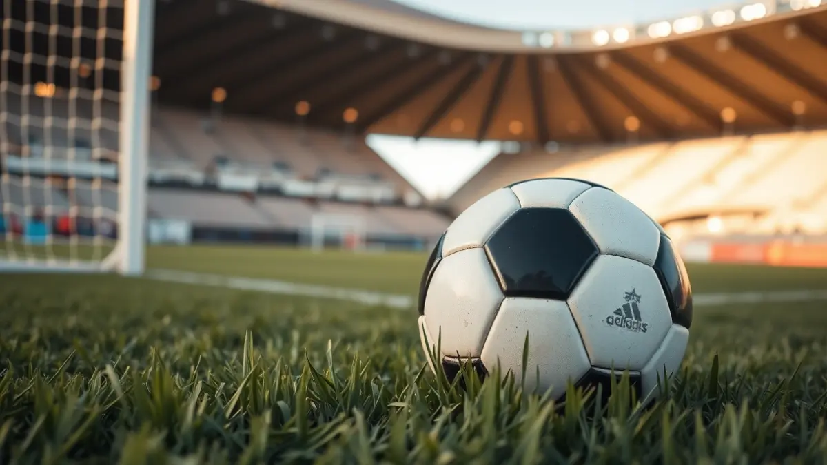 Generic image of a soccer ball on a stadium pitch.
