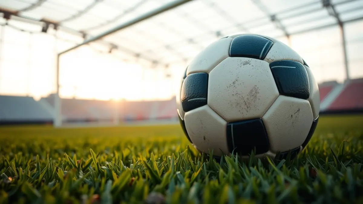Generic image of a soccer ball on a stadium pitch.